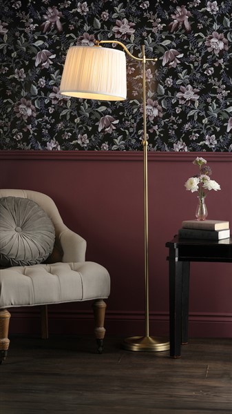 (image for) Laura Ashley Hemsley Floor Lamp Antique Brass and Ivory With Shade